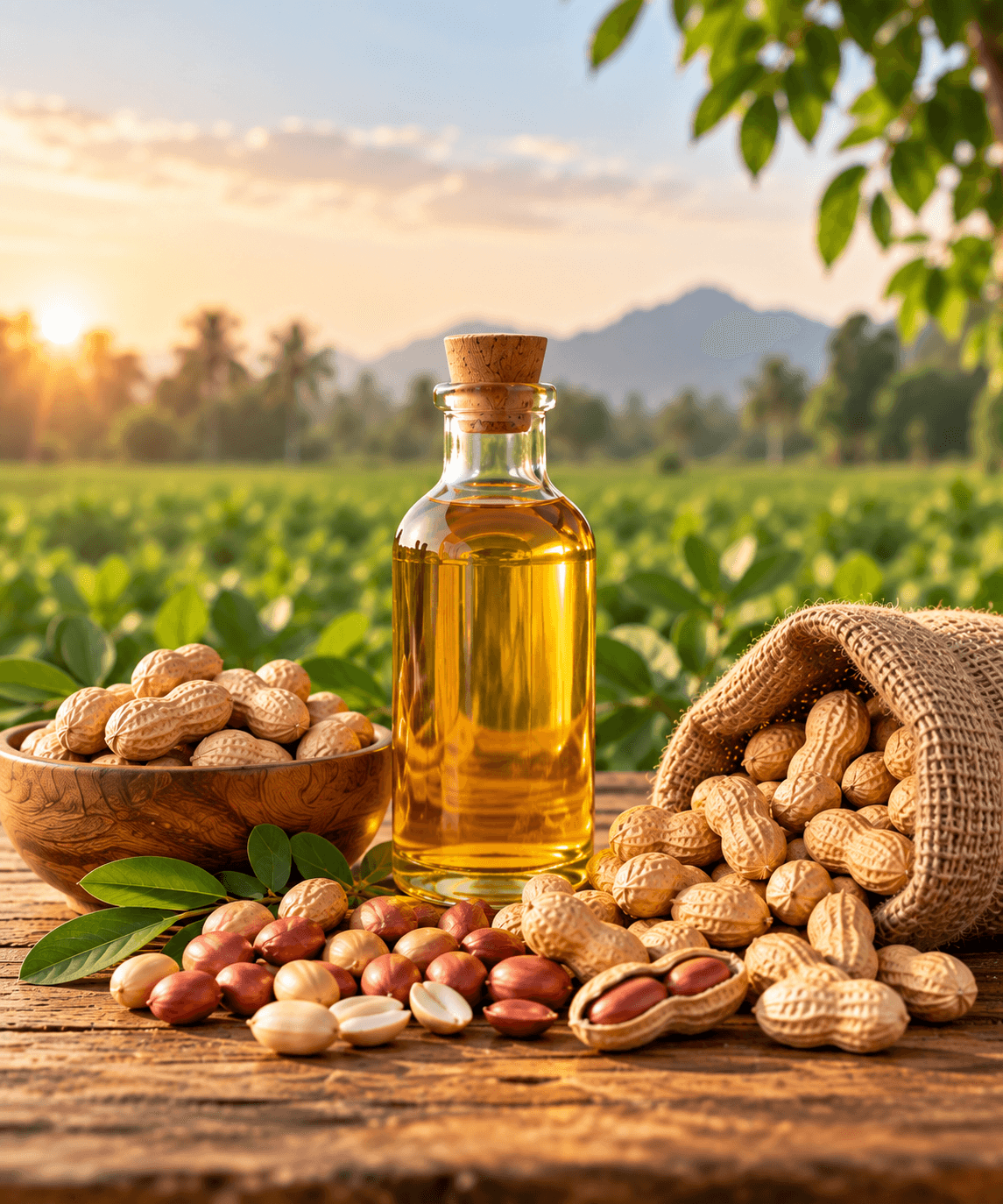 V-GROO Cold-Pressed Groundnut Oil and native peanuts